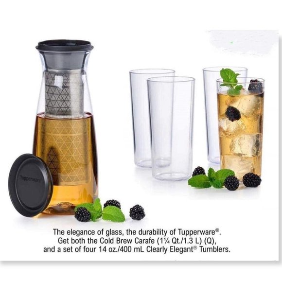 Tupperware Other - Tupperware Cold Brew Carafe + 4 Tumblers-NWOT